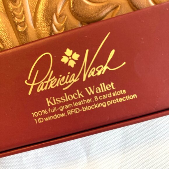 Patricia Nash Tooled Leather Kisslock Wallet RFID Blocking Cognac Brown NWT - Picture 2 of 11